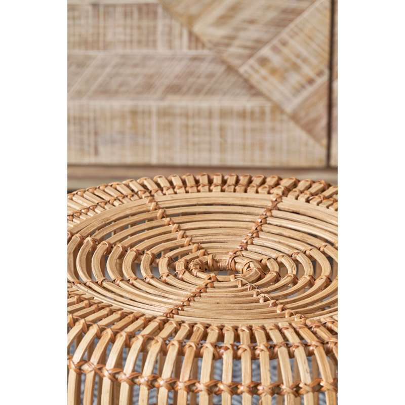 Rattan Core Metal Accent Stool, Natural