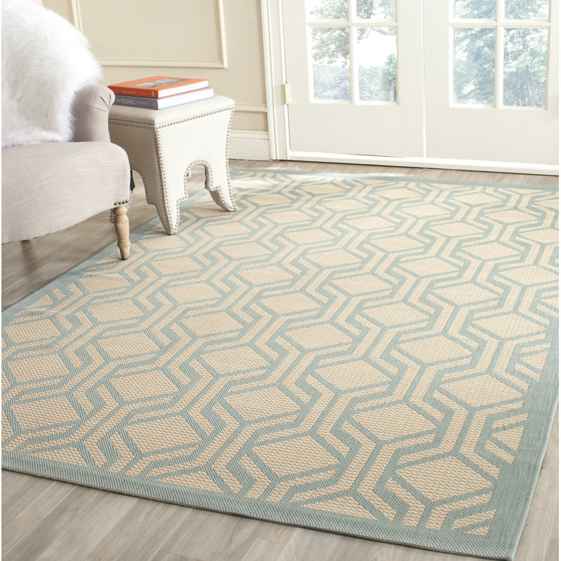 Solal Beige/Aqua Indoor/Outdoor Rug, Rectangle 122 x 170 cm