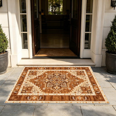 Caramel Vintage Charm area rugs for Living Room, Soft and Comfortable, Suitable for all seasons, easy to maintain, machine washable Indoor floor mat, Under Table Farmhouse suitable for Bedroom, Dining Room, Study, Patio, Balcony, Home Decor