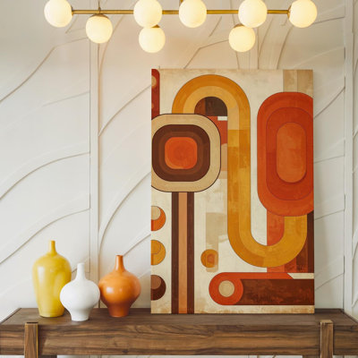 Canvas Retro Geometric Canvasmid Century Modern Abstract Art In Earth Tones Wall Art Ready To Hang Gallery Wrapped Home Decor Modern Design