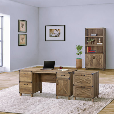 Ensemble de bureau d'écriture en bois manufacturé 3 pièces Cobden