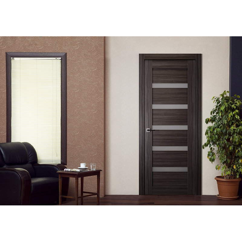 Gray Oak Frosted Glass Paneled Interior Door Slab