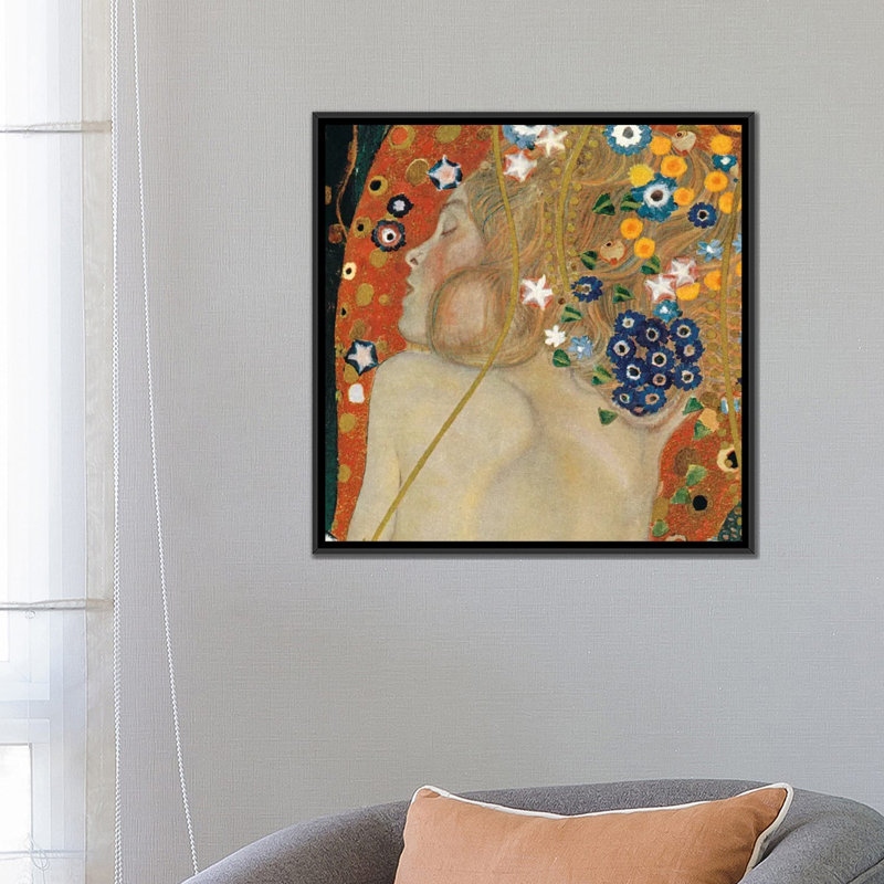 « sea serpents, square details ii » par gustav klimt,, impression sur toile tendue, H 26 po x l 26 po x P 1,5 po