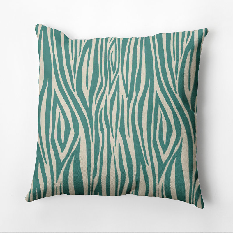 Flora And Fauna Animal Print Outdoor Reversible Throw Pillow, 20"x20", Jade