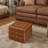 Genuine Leather Square Cube Ottoman Foot Stool-495717867