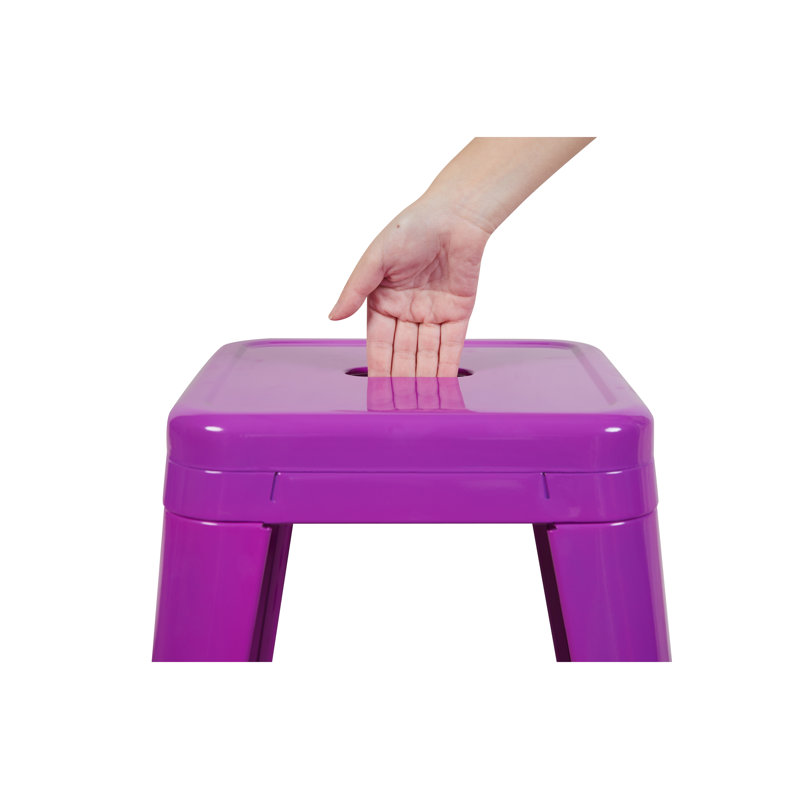 Tabouret de bar 24 po en métal sans dossier de 24 po de hauteur pour comptoir en fer industriel pour îlot de cuisine et salle à manger