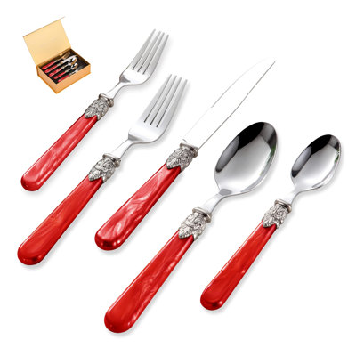 20-Piece Stainless Steel Silverware Set Service For 4, 18/10 Dishwasher-Safe Cutlery Set With Vintage Acrylic Handle For Formal Dining And Everyday Use