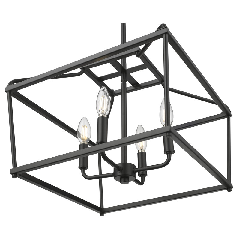 Luminaire suspendu 4 lumières Nellita, Noir mat, H 13 po x l 16 po x P 16 po