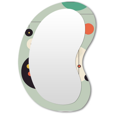 Mid-Century Retro Dimensions II - Abstract Metal Art Decor - Asymmetrical Modern Wall Mirror