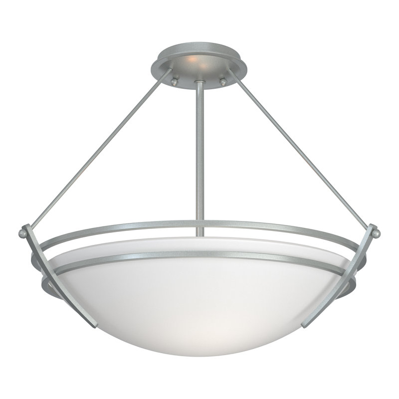 Tryne Semi Flush Mount, Vintage Platinum, 16.8" H x 18" W x 18" D, Opal
