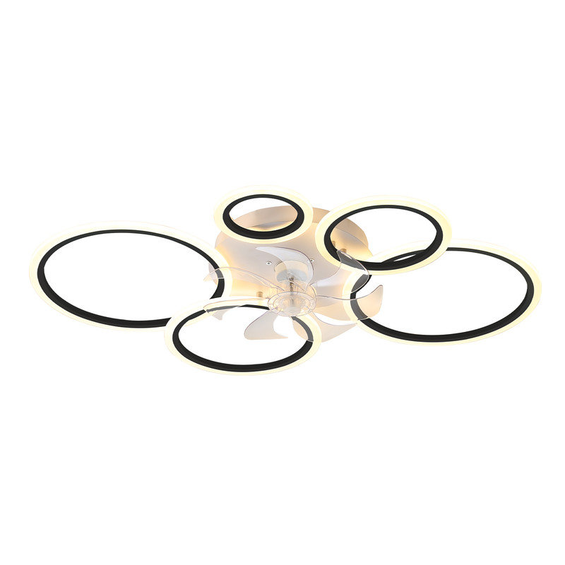 Ventilateur de plafond moderne moderne à 7 pales avec lumière, conception à 6 vitesses d'intensité variable, télécommande et ventilateur de plafond intérieur à double commande APP