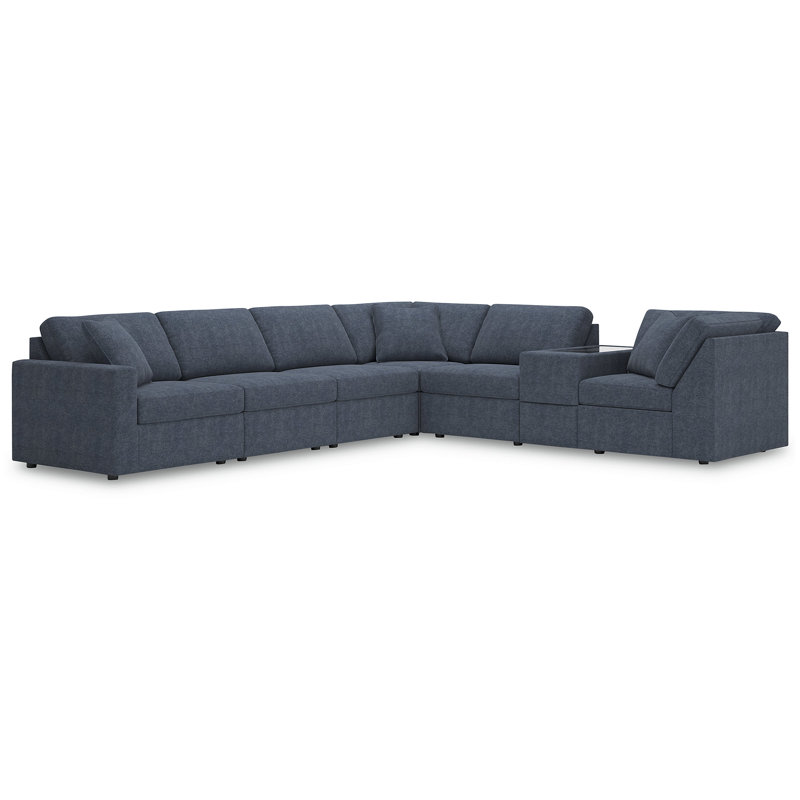 Canapé modulaire 7 pièces avec rangement Chobanyan, Polyester bleu