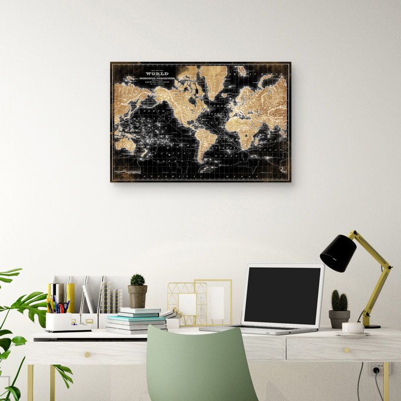" World Map On Black "
