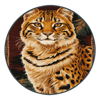 Washable African Golden Cat Wildlife Area Rug