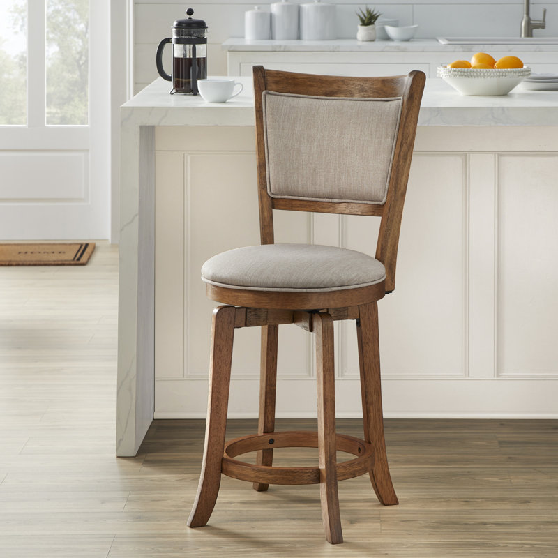 Amelia Swivel Stool, Counter Stool (24" Seat Height), Antique Brown