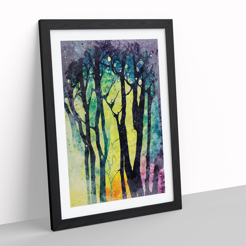 Paint Splash Forest No.2 - Single Picture Frame Painting, Black Framed, 34cm H x 25cm W x 2cm D