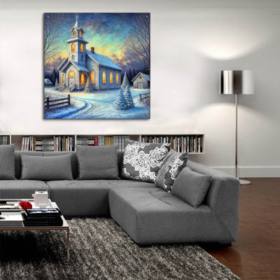 «Petite Église blanche en hiver» par Rey Klimt, art mural acrylique