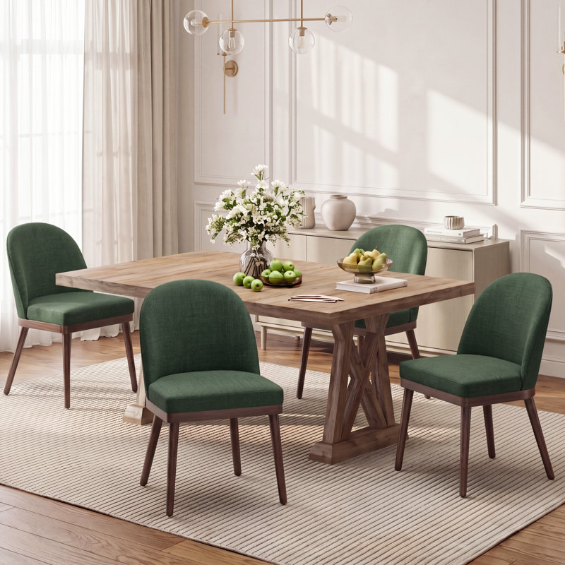 Chaises de salle à manger rembourrées, 4, Vert