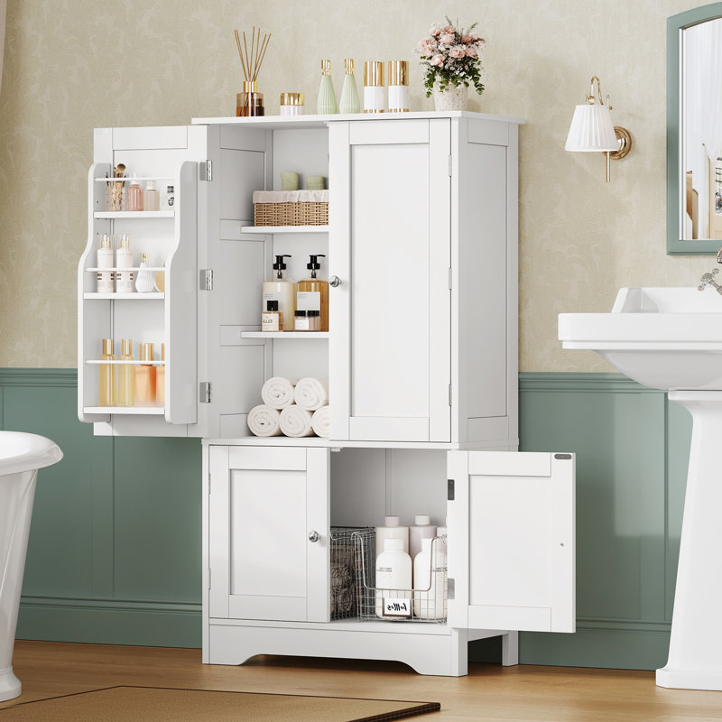 43'' Accent Cabinet With 6 Door Shelves, Pantry Cabinet With 4 Doors, Kitchen Storage Cabinet For Living Room, Dining Room