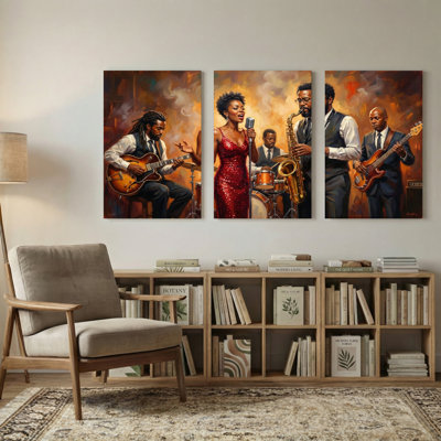 «Abstract Jazz Band», ensemble de 3 reproductions d'art sur toile