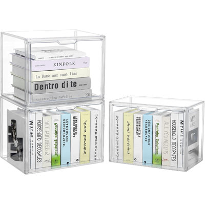 Clear Acrylic Cube Storage Organizer With Magnetic Door
