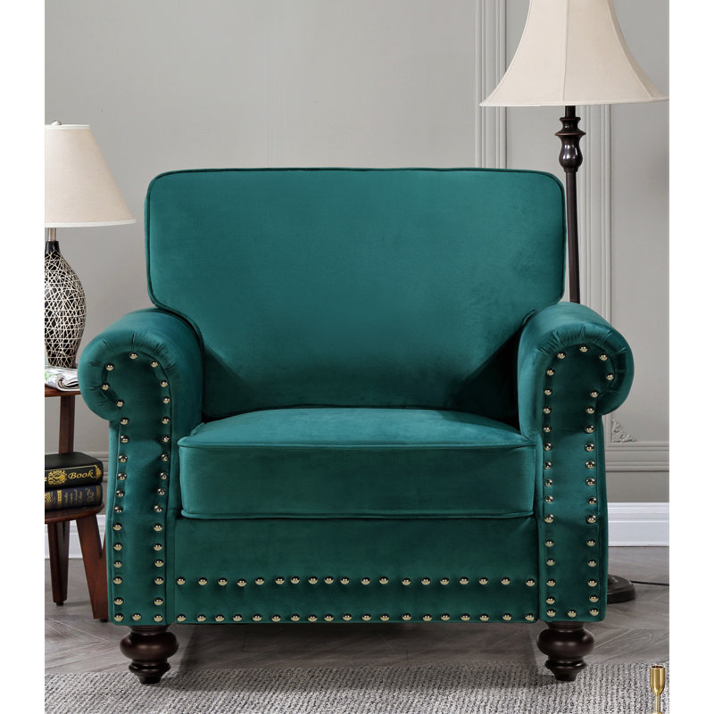 Feingold Velvet Armchair, Green