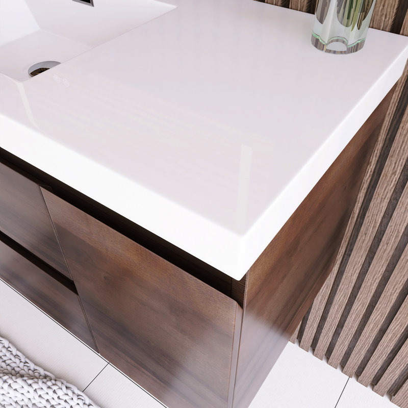 Orinate 48'' Single Bathroom Vanity with Resin Top, Gray Oak