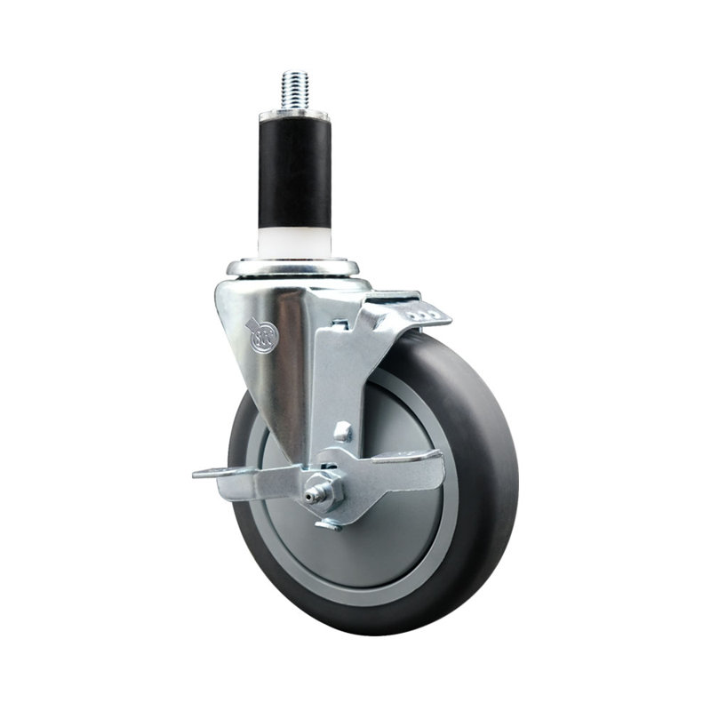 Roulettes extensibles en caoutchouc thermoplastique pivotant de 1 3/8 po avec frein SCC