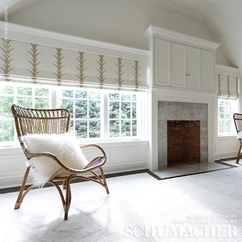 Schumacher x Celerie Kemble Acanthus Stripe Fabric, Sand