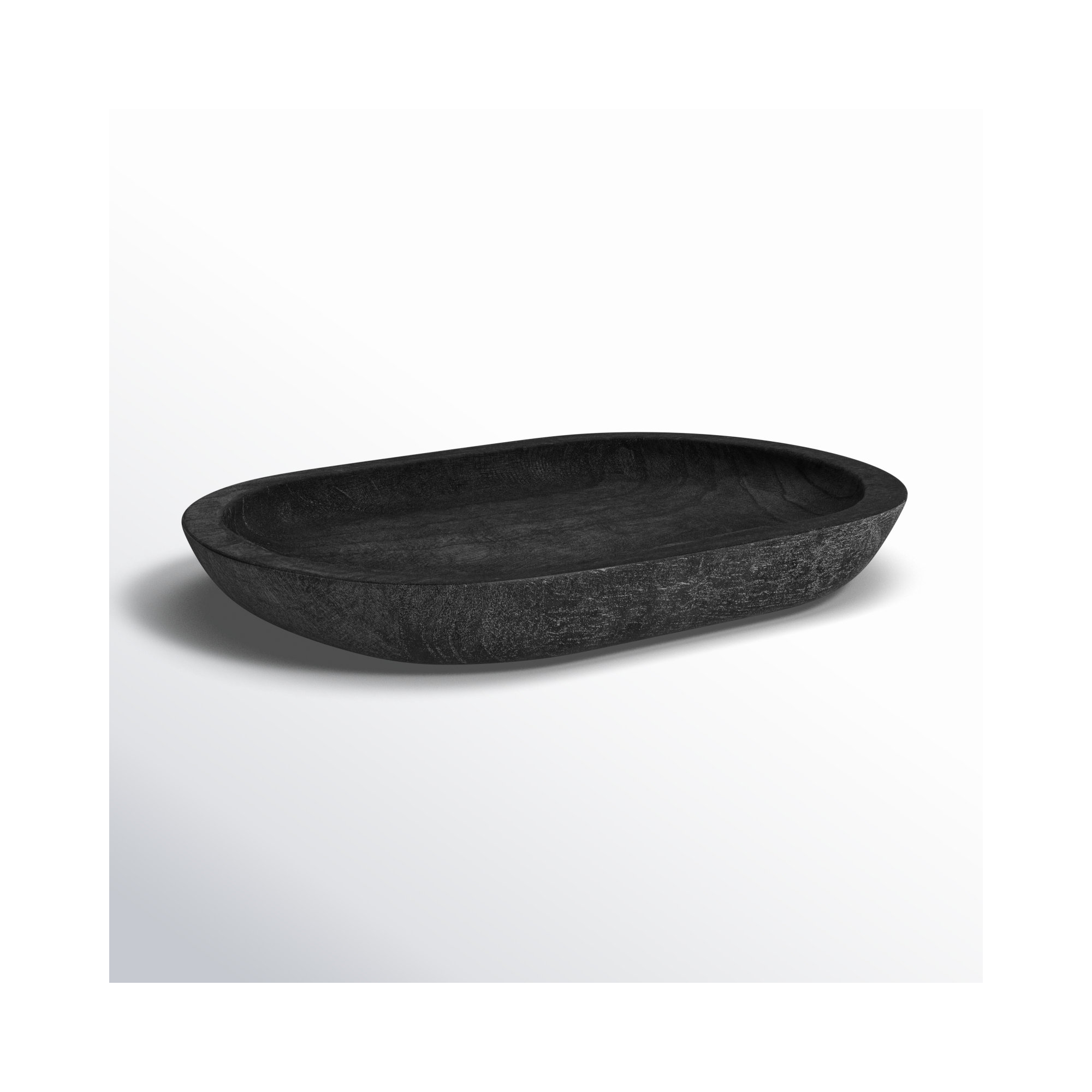 Kailyn Wood Decorative Bowl 1, Black, 2"H x 14.5"W x 10.25"D