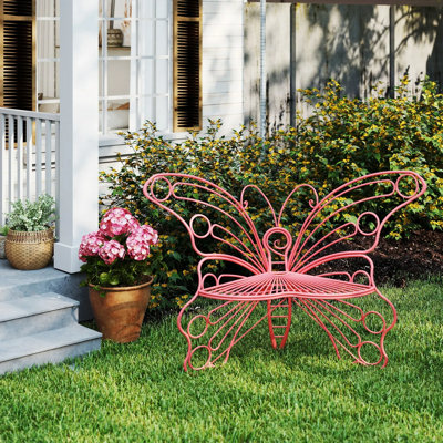 50" Sturdy Iron Butterfly Bench For Outdoor Spaces – Porch, Lawn, Garden & Yard Seating by Lark Manor