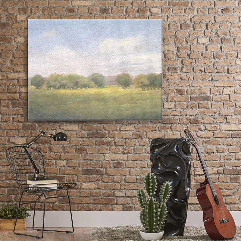 Peaceful Meadow Landscape Canvas Art for Kids Room
