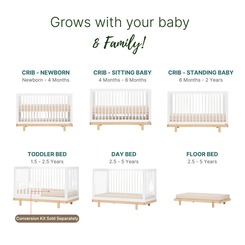 Bliss 4-in-1 Convertible Crib, White/Natural