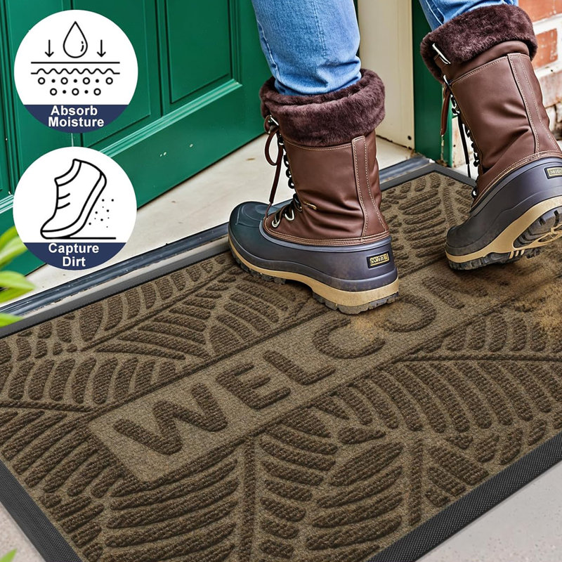 Tapis de porte extérieur antidérapant durable, Kaki, L 24 po x L 48 po