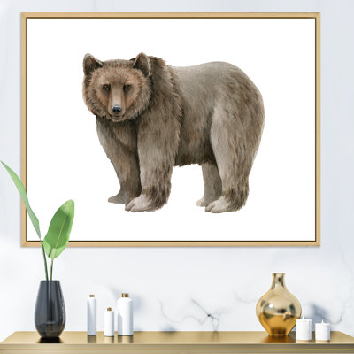 Ours brun sur blanc - reproduction sur toile