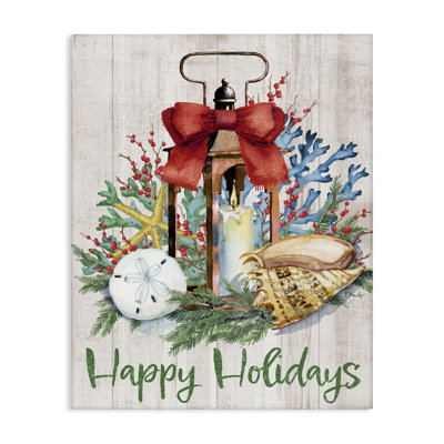  Happy Holidays Nautical Lantern Canvas Wall Art by Paul Brent
