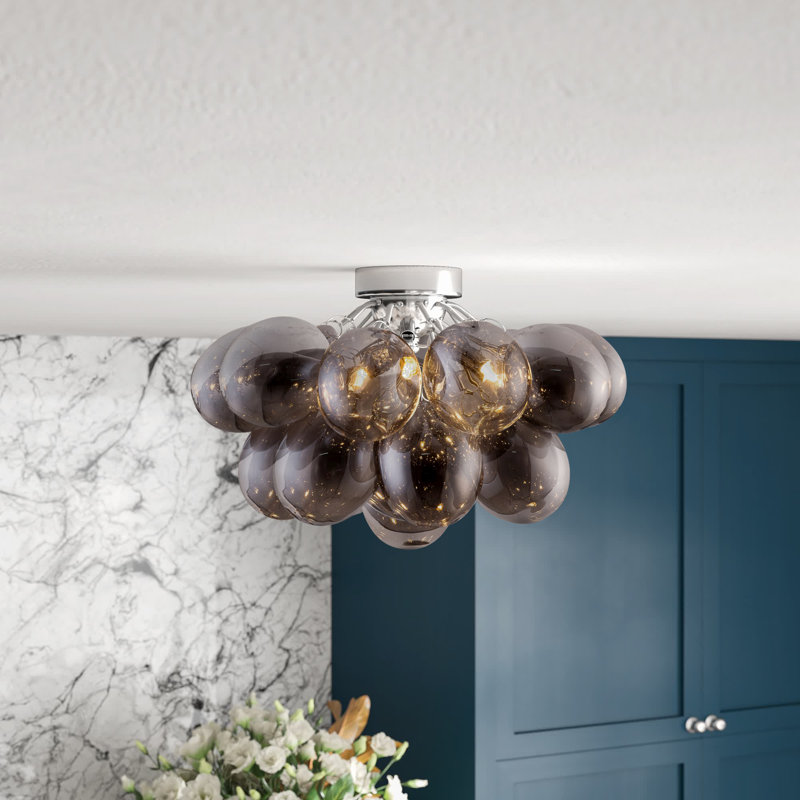 Abdurrahman Glass Semi Flush Mount, Grey