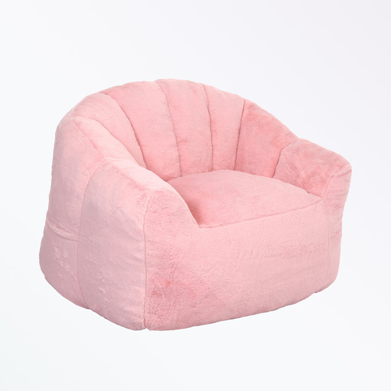 Accent Chair with Armrests and soft cushion, Pink Faux Fur