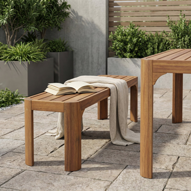 Banc de salle à manger d'extérieur en bois d'acacia avec plateau à lattes Tavira, 1