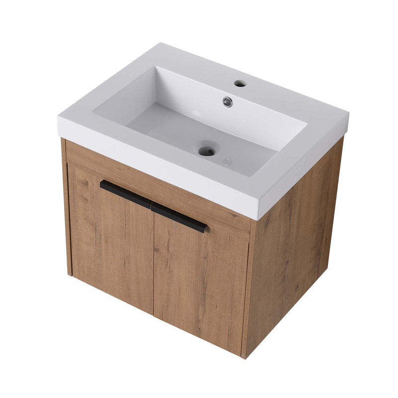 Meuble-lavabo 24 po avec comptoir, lavabo en résine, portes à fermeture douce