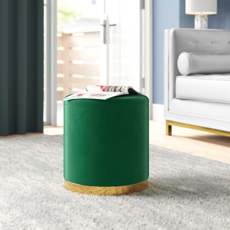Repose-pieds rond en velours avec rangement 15 po Dube, Velours vert