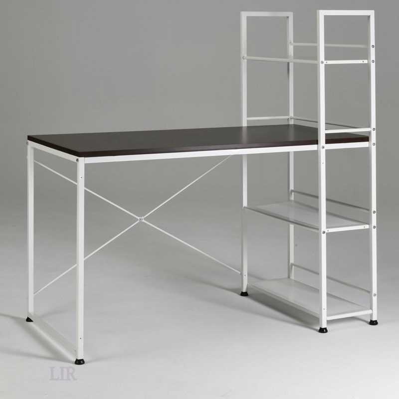 Reversible Smart Workstation Wooden Desk With Bookshelf, Space-Saving Design For Modern Home Offices And Small Spaces