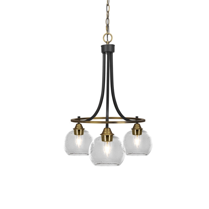 Ampere Paramount 3 Light Downlight Chandelier With 5.75" Glass, Brushed Nickel, Seeded