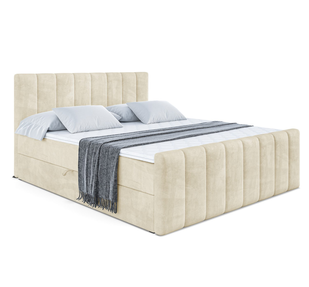 Boxspringbett mit Bettkasten und Topper