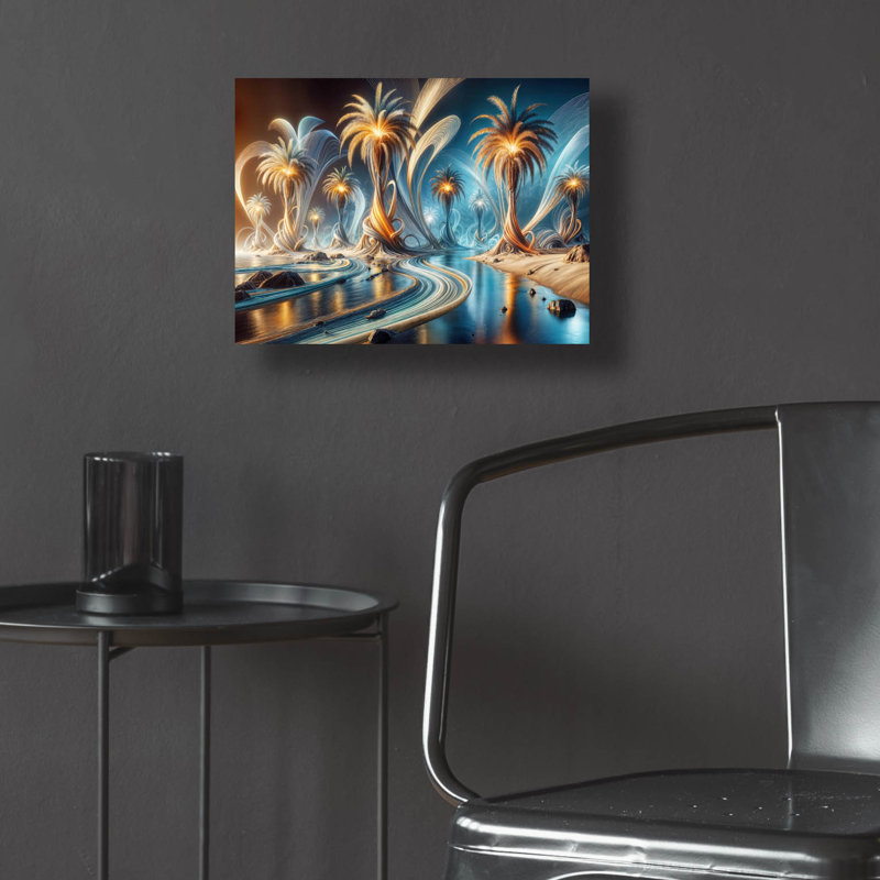 Art mural en verre épique «Palm Beach Abstract 3» par Rey Klimt, 16 po x 12 po, H 12 po x l 16 po