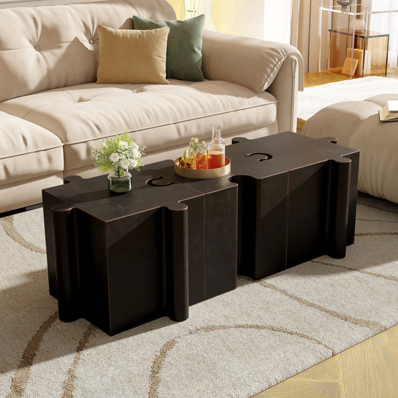 Ensemble de 3 tables de casse-tête artistique, tables d'appoint modulaires Mgo avec emboîtement (2 convexes et 1 concave), capacité de 200 lb pour l'intérieur et l'extérieur