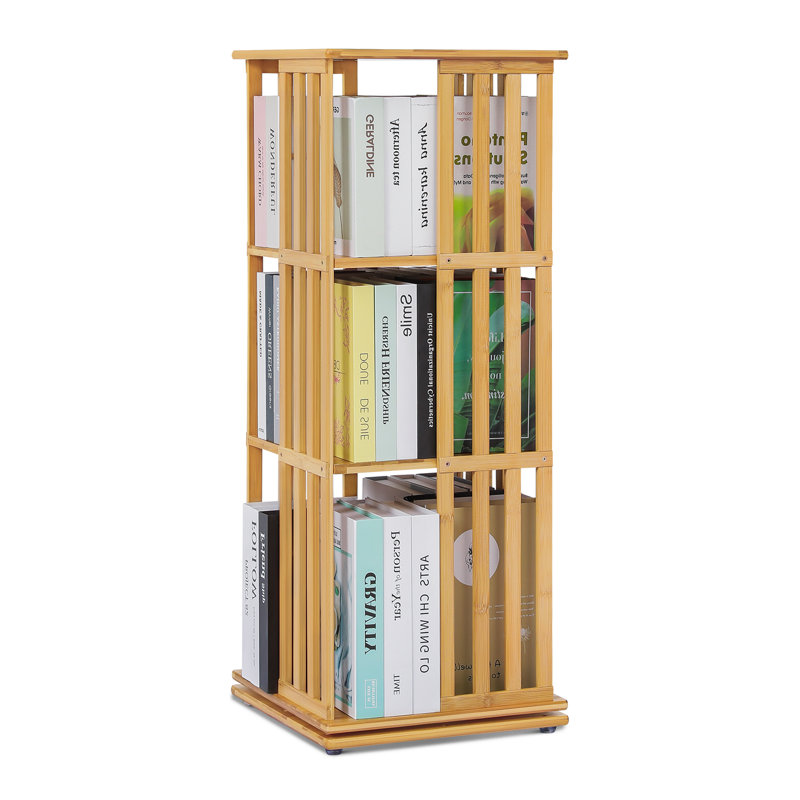 Natural Bamboo 5-Tier Rotating Corner Bookcase