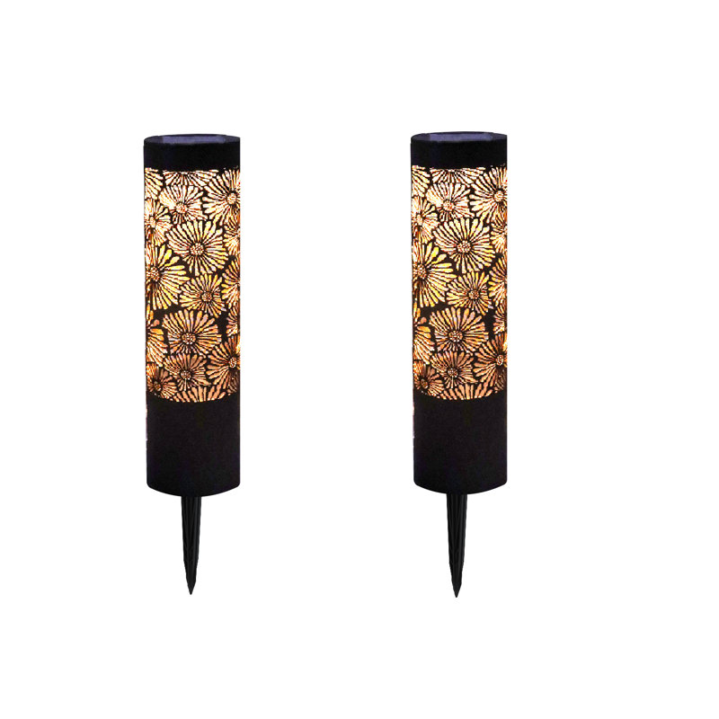 Solar Metal Peony Pathlight 12 Lumens- 2pack