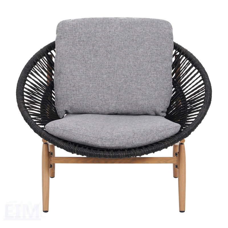 Chaise longue en osier gris foncé Cyril