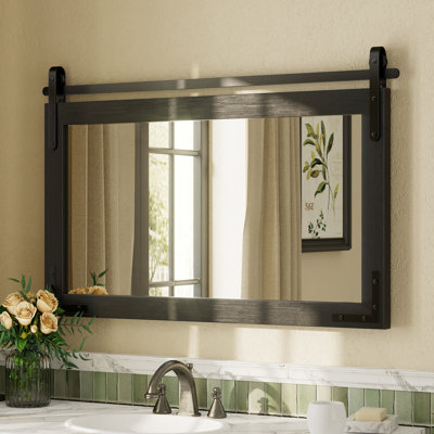 Amara Rustic Farmhouse Solid Wood Framed Tempered Glass Wall Mirror
